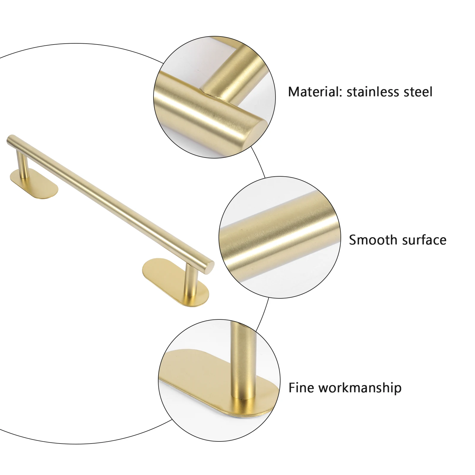 

Вешалка для полотенец из нержавеющей стали для ванной комнаты, кухни, регулируемая, без дрели, современный дизайн, универсальное использование, устойчивый к коррозии, безопасный
