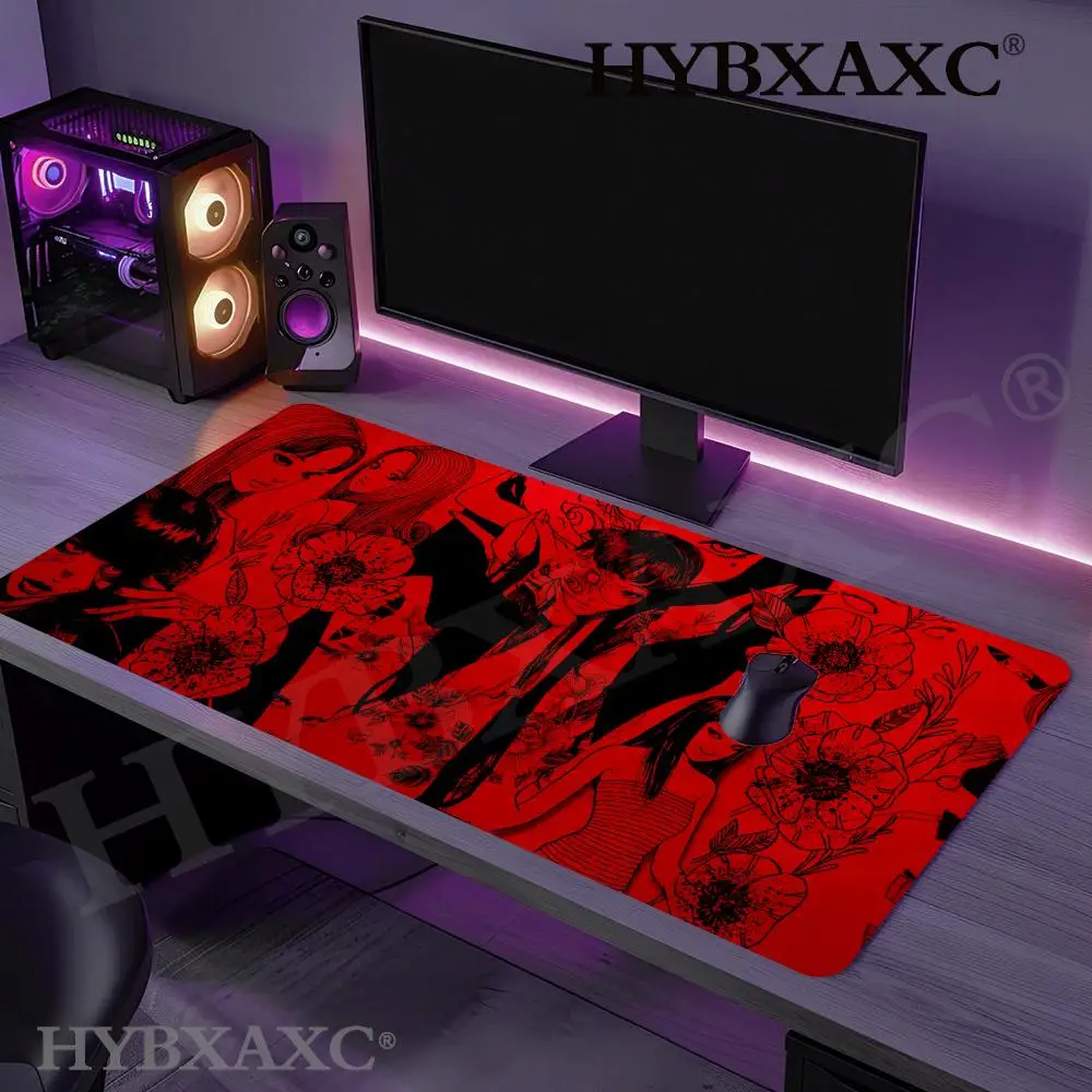 

HYBXAXC Gaming Accessories Mousepad Junji Ito Tees Horror HD Printed Anime Pad Office Cabinet Desk Mat Extended Keyboard Carpet