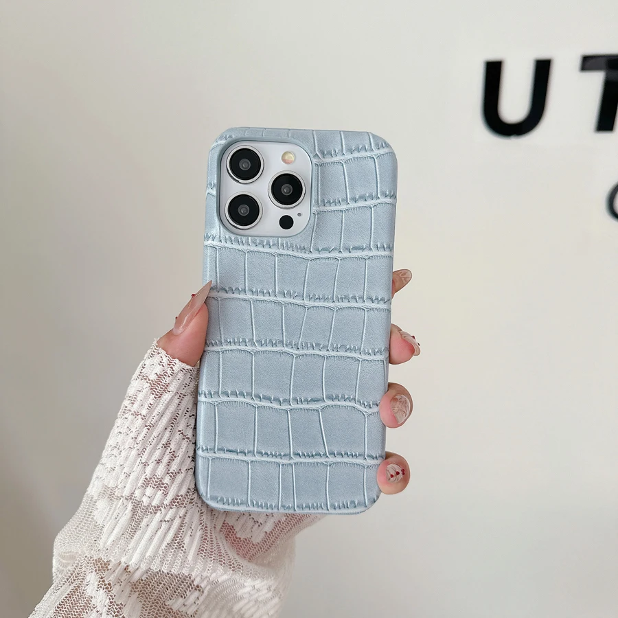 Funda de teléfono polaca de lujo para iPhone 17 Air 16 15 14 13 12 Mini 11 Pro Max X Xs Xr 8 7 Plus cubierta de piel de cocodrilo a prueba de golpes