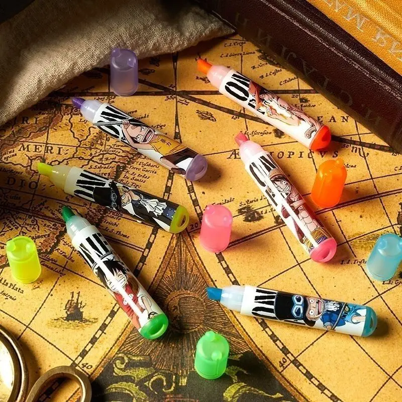 Resaltador con patrón de dibujos animados de una pieza, Mini marcador de Color pequeño, colección de estudiantes, rotulador de Color de cabeza suave, juego de papelería