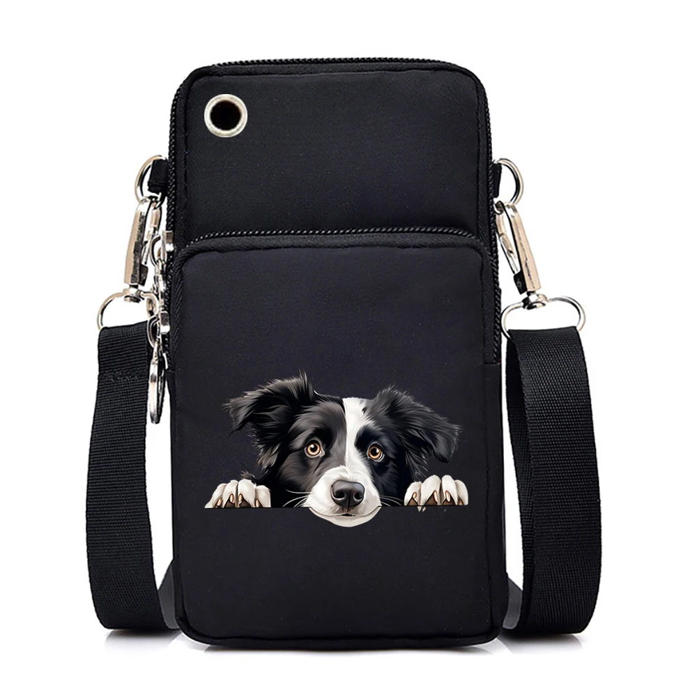 Simpatiche borse e borsette con stampa di cani 3D Mini borsa per cellulare femminile Borsa a tracolla piccola con cerniera per animali dei cartoni