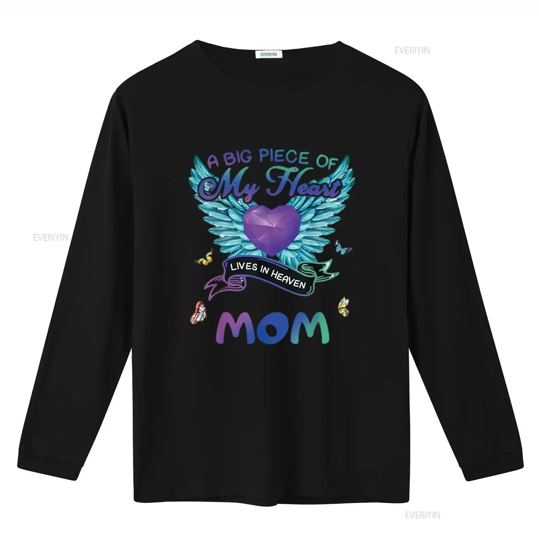 قطعة كبيرة من قلبي تعيش في الجنة إنها أمي الملاك تي شيرت أبيض 2XL خمر غسلها تنوعا الشارع الشهير الرسم