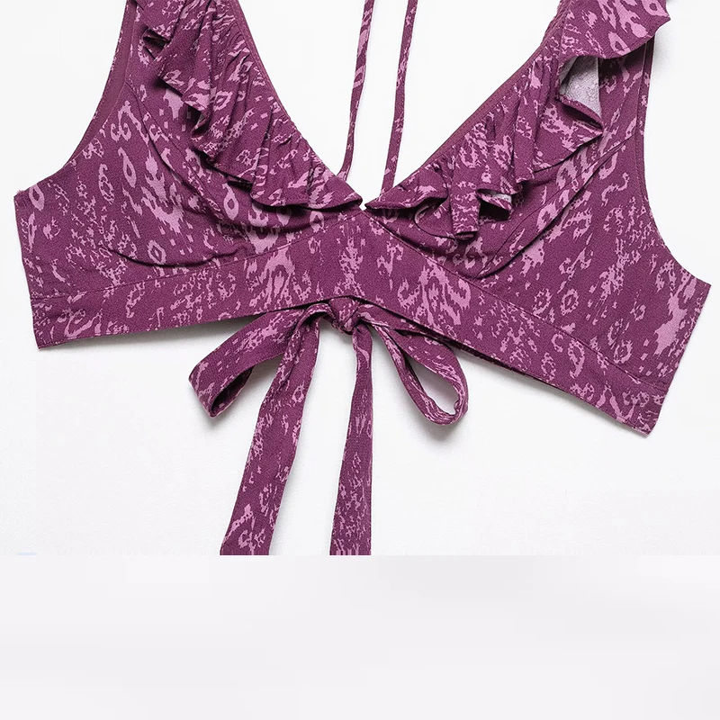 

Skirt Set with Ruffle Hem 2025 Summer New Women's Faion Polyester Fiber ort Top Pleated Skirt Ensemble