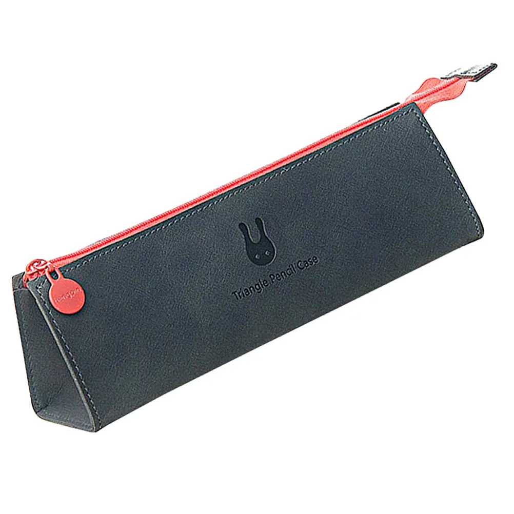 

Triangle Pencil Case High Capacity Stationery Bag Black Zippered For Pens Pencils School Students Desk Organizer
