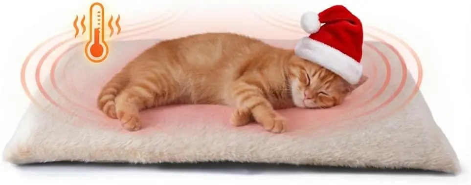 

Self Warming Cat Bed, Heated Pad with Flannel Surface, Non-Slip Bottom, Washable (Ivory, 24' x 18')
