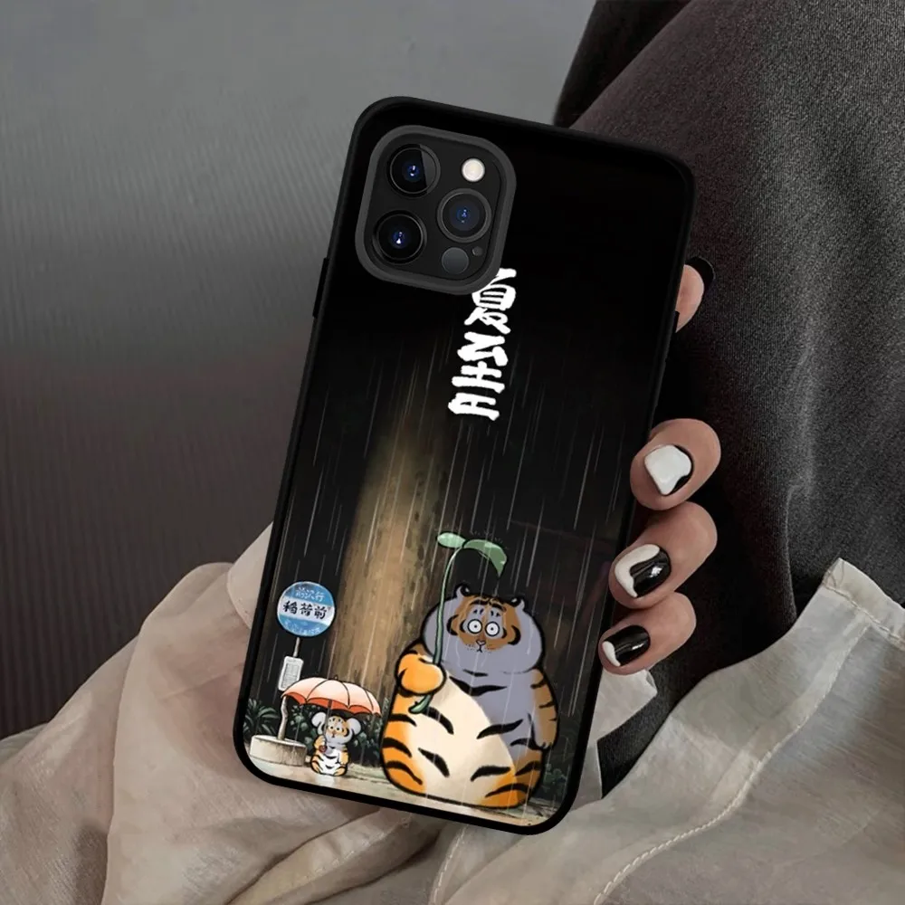 Cartoon Fat Tiger Phone Case For iPhone 15 14 11 12 13 Mini Pro XS Max Cover 6 7 8 Plus X XR SE 2020 Funda Shell image 5
