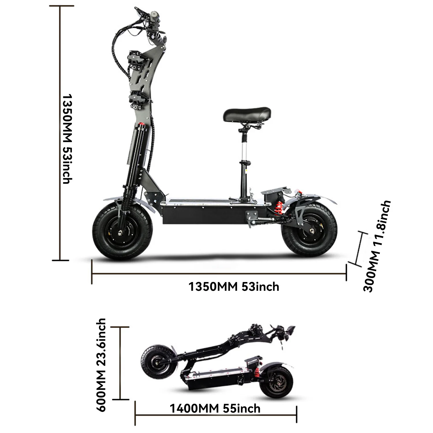 8000W dual drive off-road electric scooter, 60V50AH, 80KM/h and 100km range, hydraulic shock absorber 13 inch off-road wheels