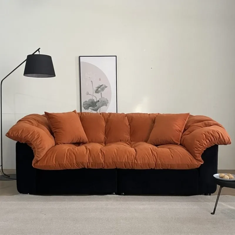 

For French Retro Lazy Camellia Sofa Straight Row Black and White Middle Wabi-Sabi Sand Hair