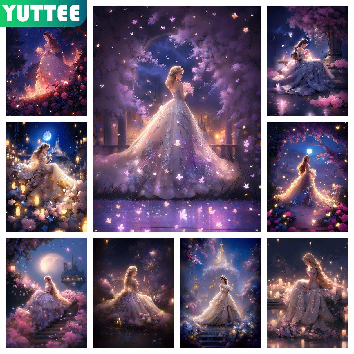 

Disney Princess in Moonlight 5D DIY Diamond Painting Embroidery Cartoon Girl Cross Stitch Fantasy Art Mosaic Home Decor Gift