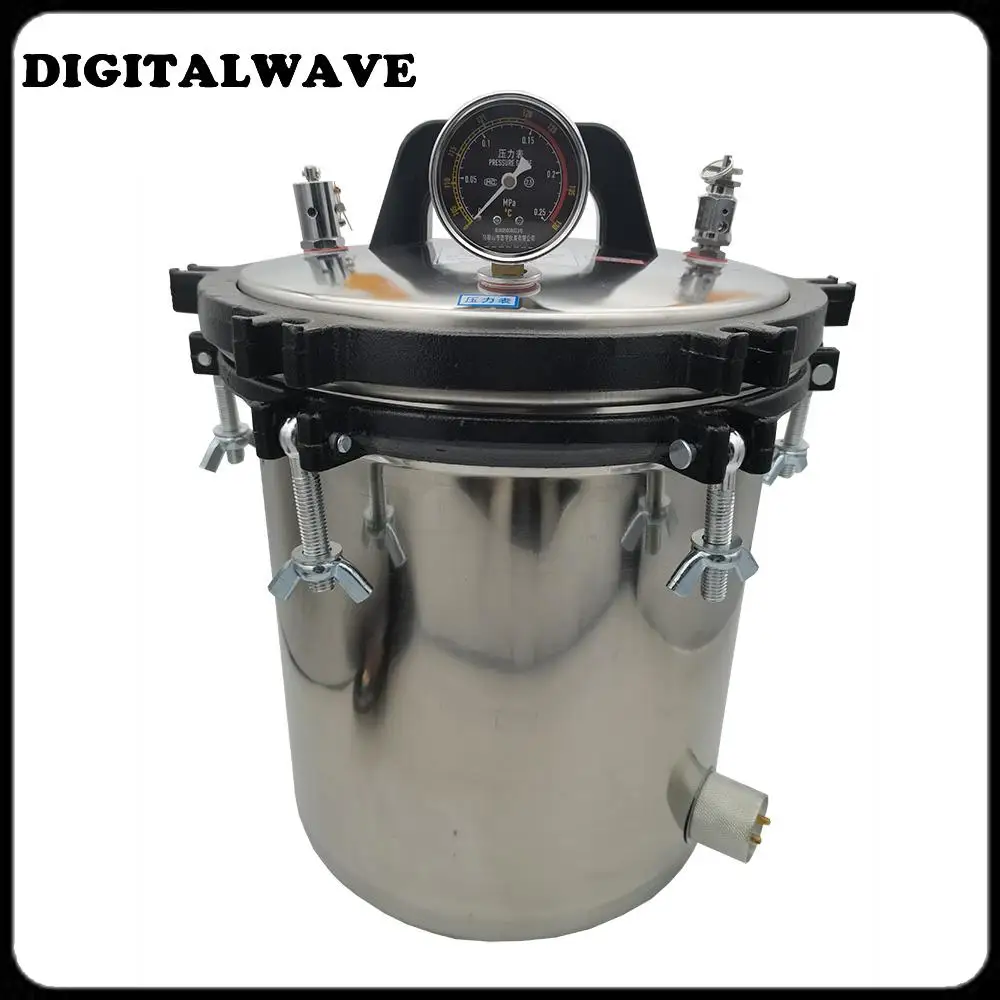 24L Portable Stainless Steel Heating Autoclave High Pressure Sterilizer Sterilization Pot Pressure Steam 70-106kpa