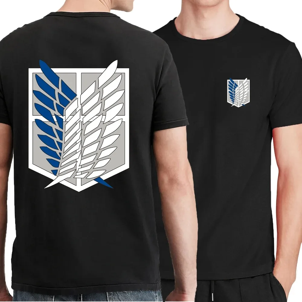 Attack on Titan T-shirt Wings of Freedom Short Sleeve Ackerman Mikasa Eren Jaeger Men Cotton Tops Summer Oversized O-Neck Tee