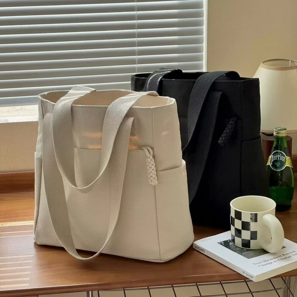 Commuter Tote Bag Rigid Large Capacity Shopping Bag  Minimalist Tote  For Short Trips Student Class Casual