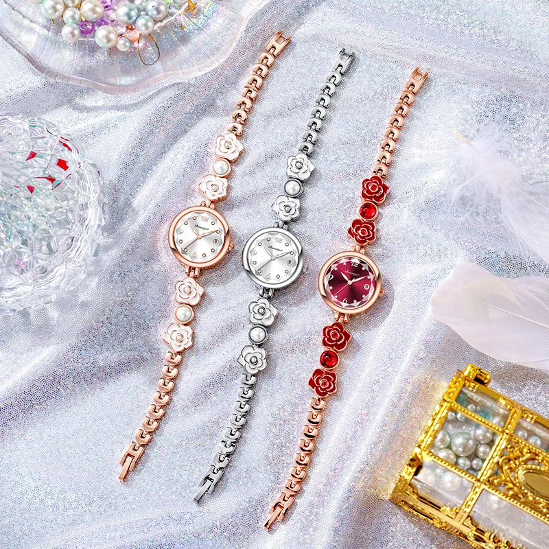ZH200 العصرية موضة كاميليا سوار ساعة نسائية مقاوم للماء ساعة كوارتز مضيئة ضوء ساعة فاخرة هدية ، ساعات للمرأة