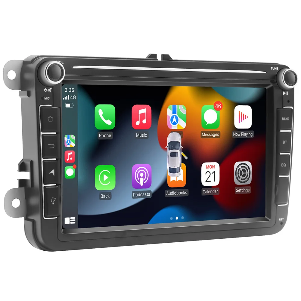 Car Radio with CarPlay Android Auto for VW Golf  Jetta Caddy EOS Tiguan Polo 8'' Touch Screen with Rear Camera Car Stereo