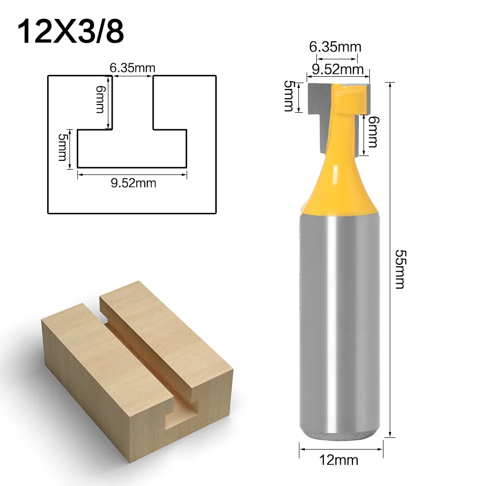1PC 1/2 "12.7MM 12MM Gambo Fresa Intaglio del Legno T-Slot Cutter Router Bit Hex Bullone Keyhole Fresa Strumento di Lavorazione Del Legno
