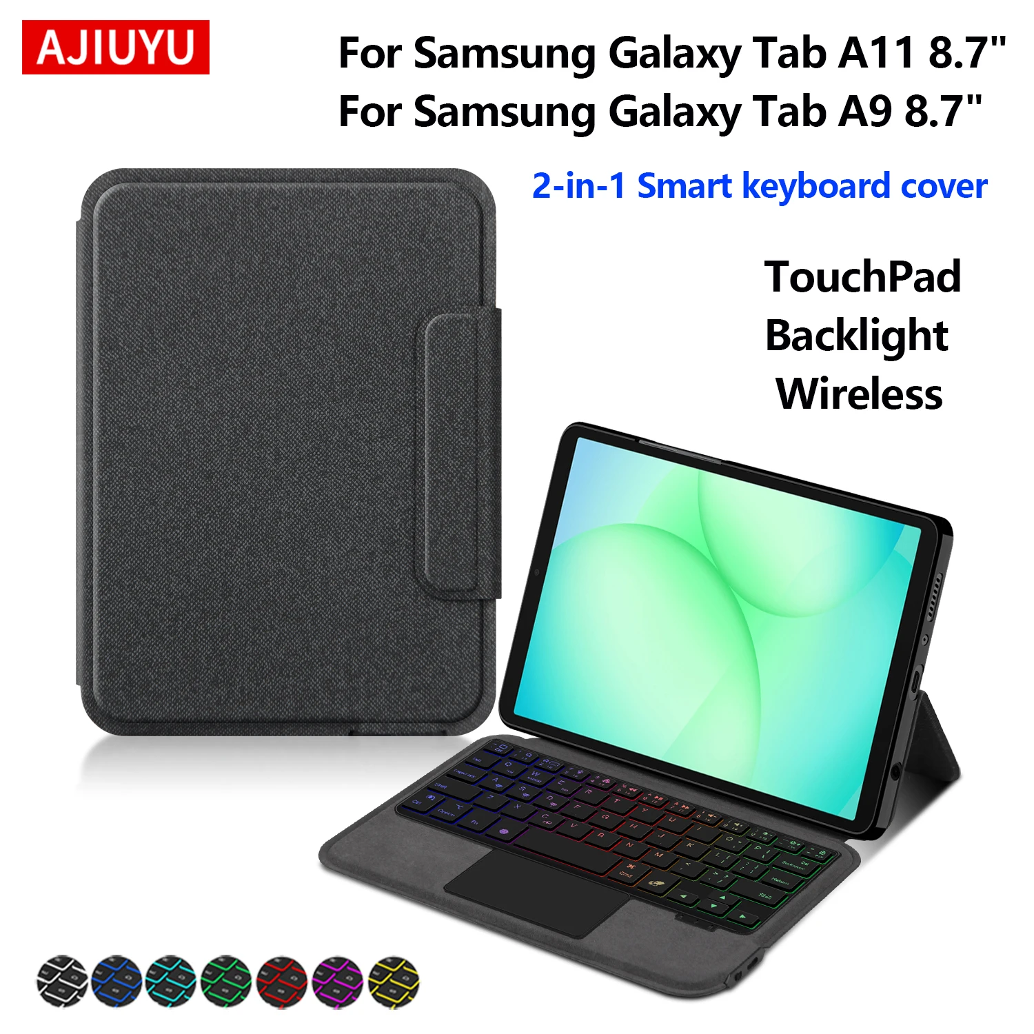 

Чехол-клавиатура с подсветкой для Samsung Galaxy Tab A11 8.7 дюймов 2025 SM-X133, чехол для Tab A9 8.7 дюймов SM-X110, умная клавиатура с тачпадом