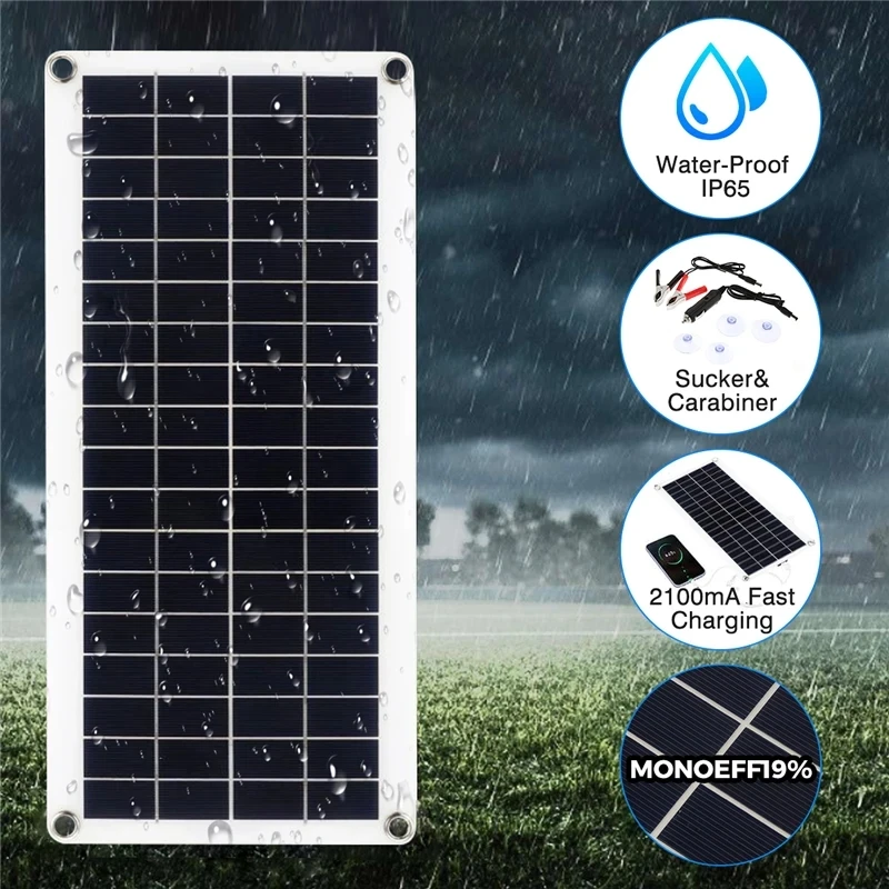 Carregador Solar Fotovoltaico para Carregamento, Portátil, Fino e Leve, Flexível, 10W com Controlador