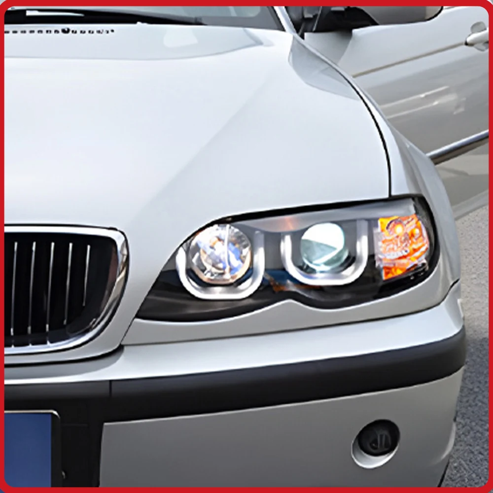 

Для BMW 3 серии E46 2001-2004: Комплект фар в сборе с LED-аксессуарами для модернизации, высокое качество, Plug and Play, с функцией мигающих указателей поворота