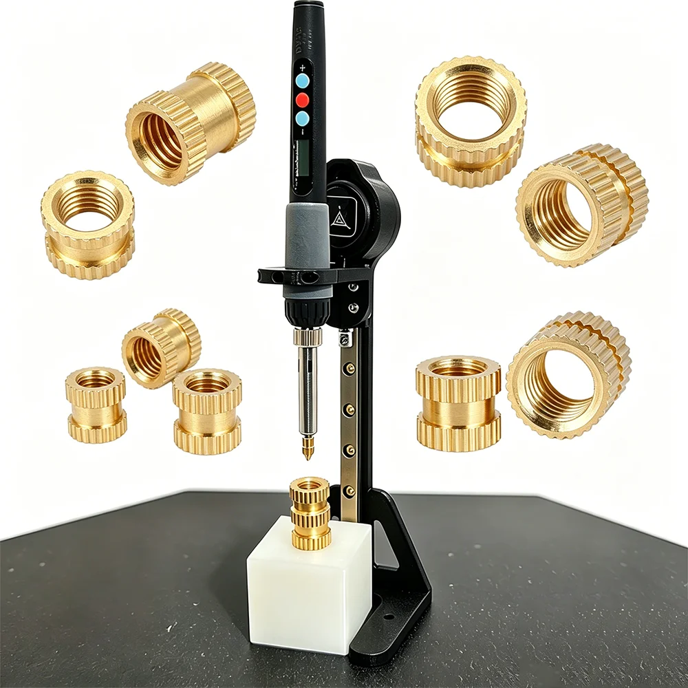 Heat-Set Insert Tool with Soldering Iron Tips for 3D Printing Laptop Plastic M3 M4 M6 Female Threaded Brass Inserts Knurled Nuts