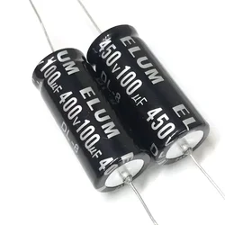 2PCS ELUM axial capacitor 400V 100uf horizontal polarized capacitor filter capacitor 450v 100uf 18X41mm