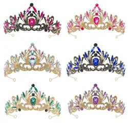 Gold Color Crystal Crowns Bride tiara Fashion Queen For Wedding Crown Headpiece Wedding Party Headdress Hair Jewelry Accessories
