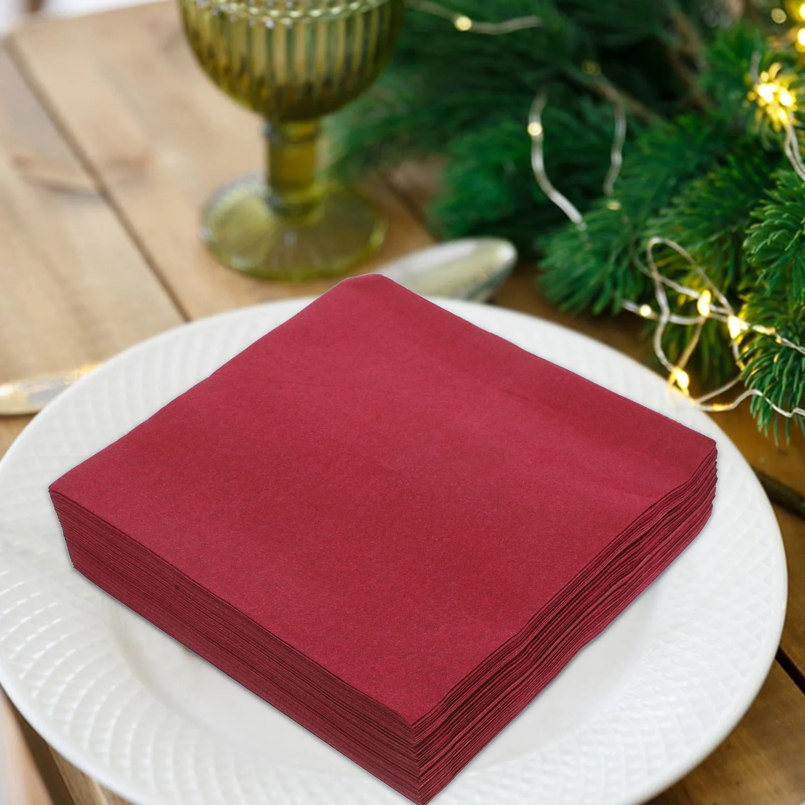 25 قطعة مناديل عشاء ورقية ممتازة للاستعمال مرة واحدة باللون الأحمر الداكن لطاولات الزفاف وحفلات الزفاف وحفلات الزفاف وحزمة مناديل اليد للضيوف