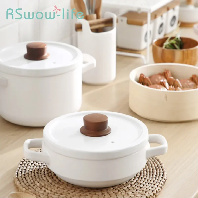 Household Gas Casserole Open Flame High Temperature Resistant Clay Pot Rice Stone Pot Shallow Pot Gas Casserole For Cooking Pot