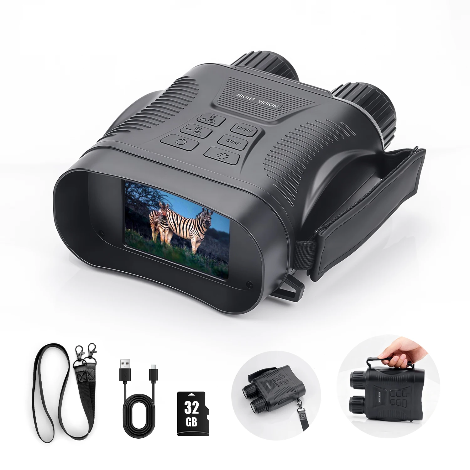 Бинокль ночного видения с 10-кратным цифровым зумом для взрослых, с картой 32 ГБ и ИК-подсветкой 850 нм для охоты, кемпинга и дикой природы