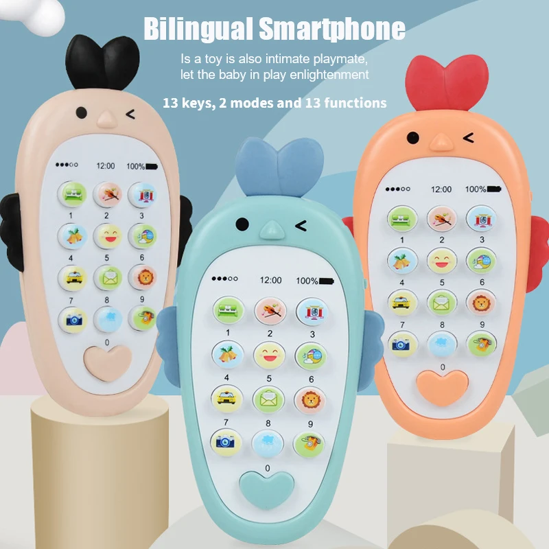 Baby Musical Mobile Phone Toys Cartoon Teether Telephone with Sound Light Cellphone Electronic Educational Toys for Infant