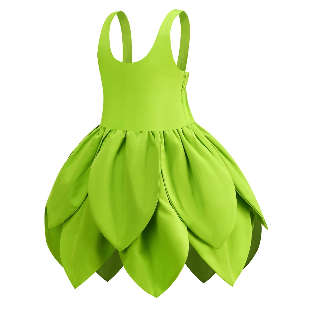 Girls Tinkerbell Costume Kid Green Fairy Princess Fancy Tinkerbell Dress Birthday Party Halloween Cosplay Spirit Outfits 2-10