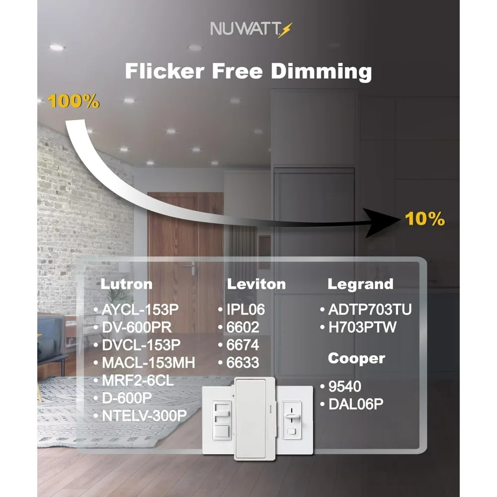12 عبوة من 6 مصابيح LED فائقة النحافة، درجة حرارة اللون قابلة للتعديل 2700K-5000K، 1050 لومن 15 وات، قابلة للتعتيم، معدل IC #5