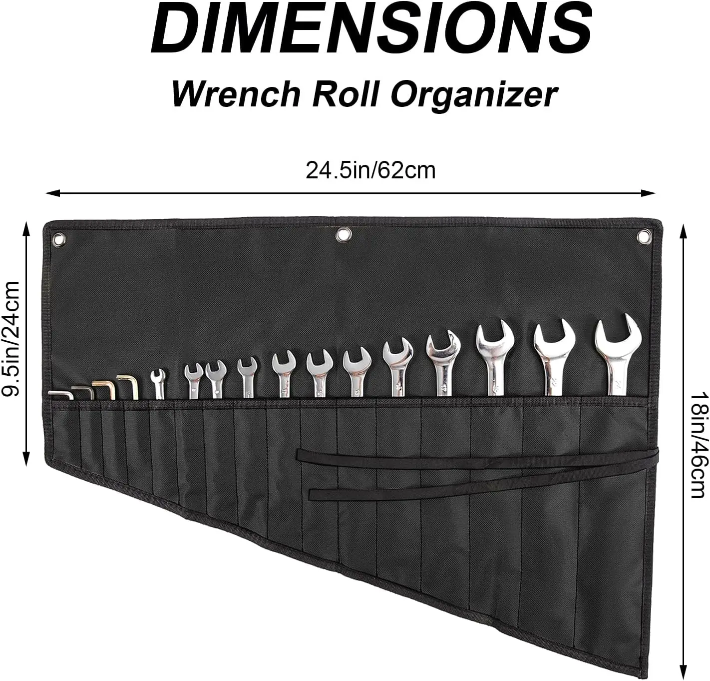Wrench Organizer,Tool Roll Pouch – 16-Pocket Waterproof Oxford Cloth Wrench Roll Organizer