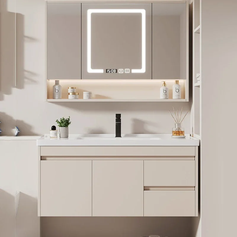 Modern Luxury Washbasin Bathroom Cabinet Space Saver White Tall Bathroom Cabinet Organizer Wooden Armoire De Rangement Furniture