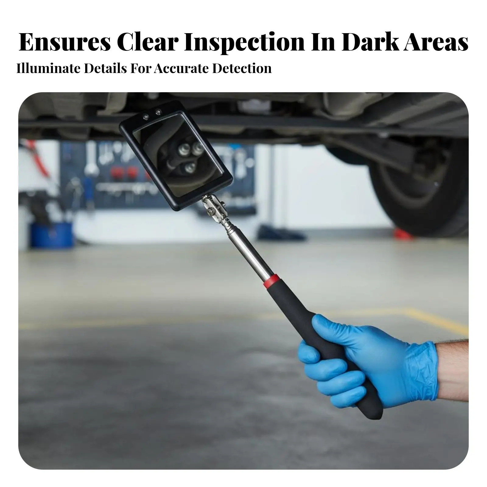 

Telescoping Inspection Mirror Telescopic Rod Automotive Inspection Mirror Hand Tool Portable Non-Slip Grip for Mechanics, Garage