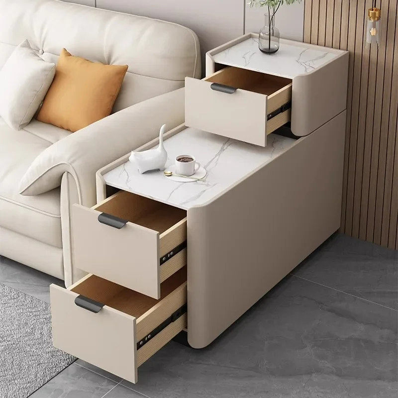 Floor-to-ceiling sofa side cabinet light luxury high-end solid wood small crevice simple modern sides