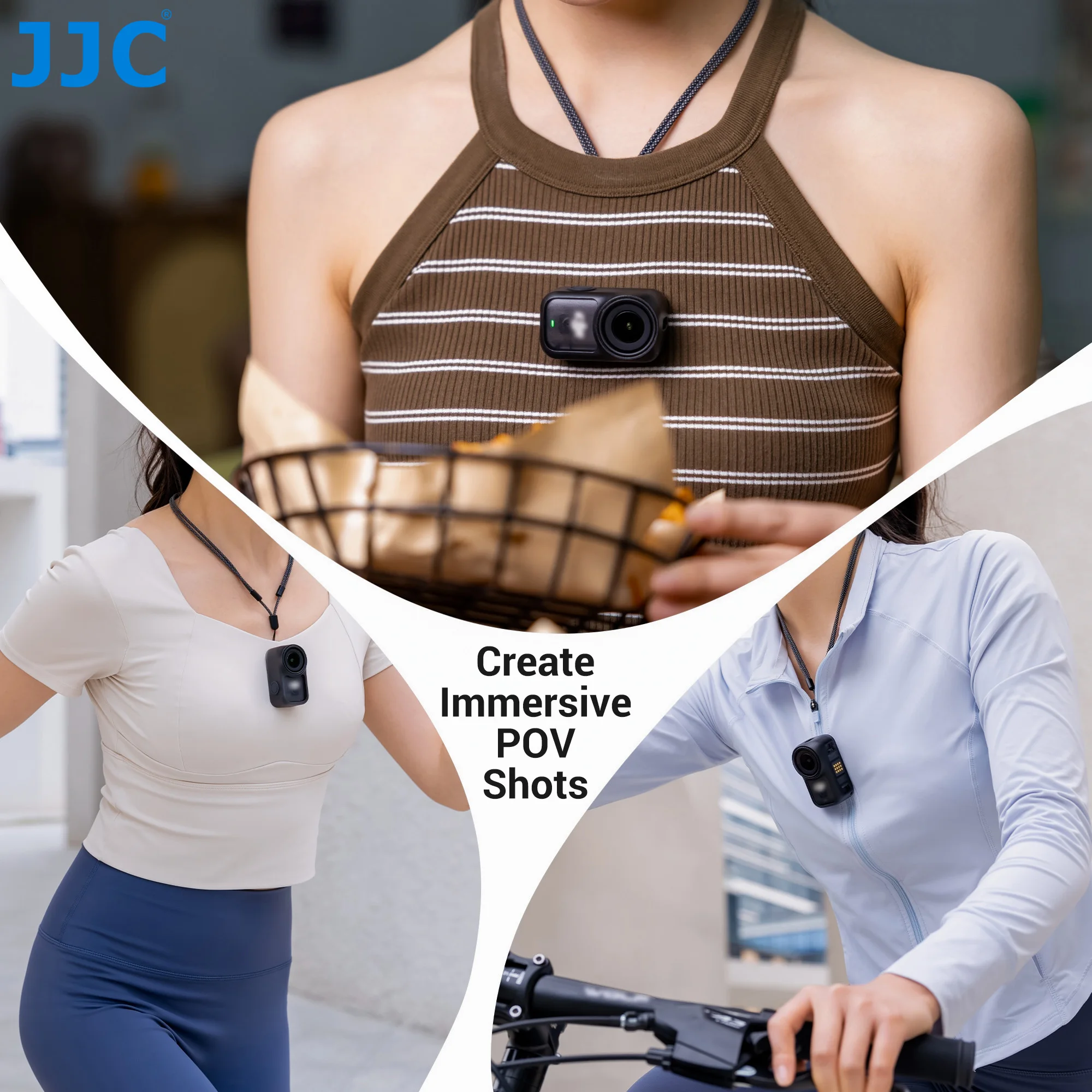 JJC Magnetic Lanyard for DJI Osmo Nano Insta360 Go 3 Silicone Base Neck Chest Strap for Hands-free POV Shooting Outdoor Activity