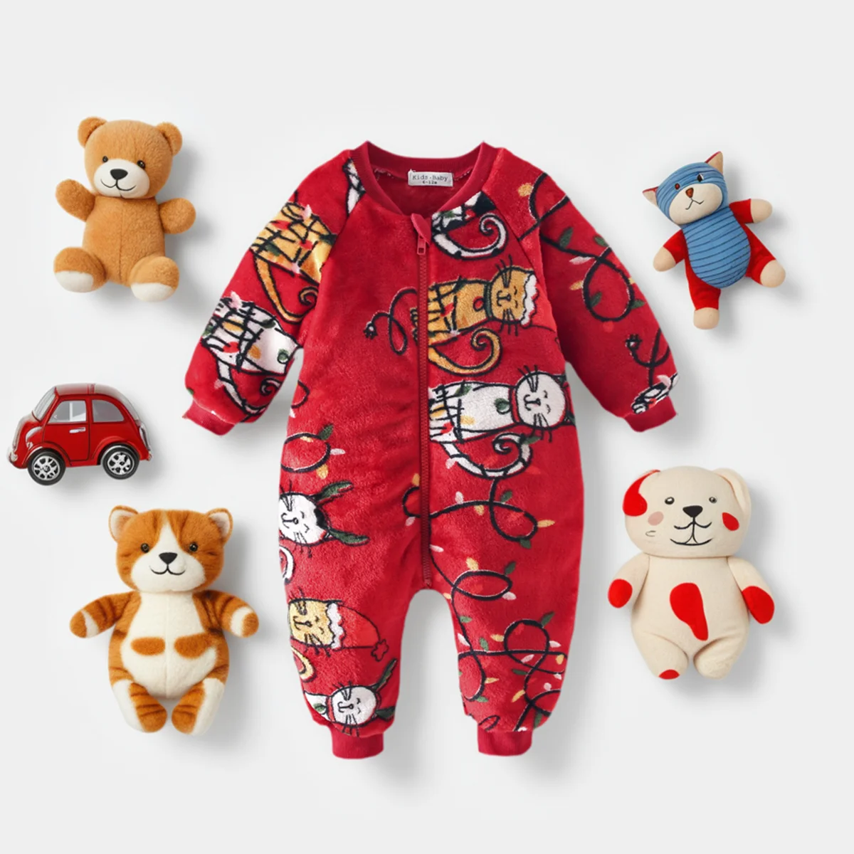 Sanlutoz Cartoon Winter Zipper Baby Rompers Fleece Thickened Fashion Jumpsuits Lovely Infants Clothing Warm