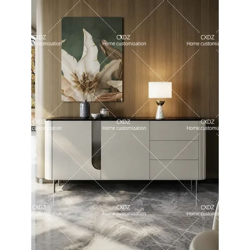 Marble Side Cabinet Minimalist Living Room Partition Locker Wall Mounted Entryway Storage Unit Modern Simple Design for Home