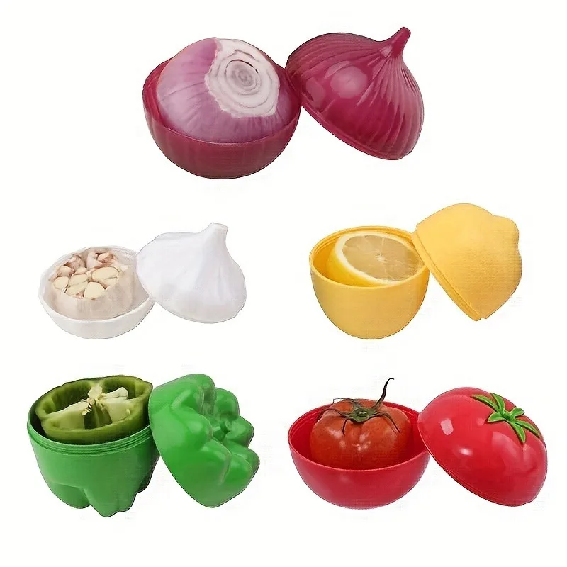 Chic Fruit Storage Containers, Onion Garlic Lemon Tomato Pepper Food Saver Keepers, Fresh-keeping Box for Fridge Kitchen Food