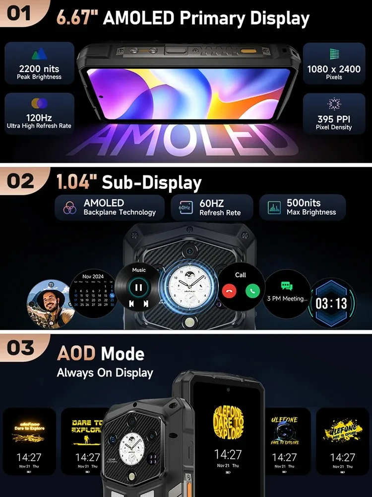 Ulefone Armor 29 Pro 5G AI هاتف متين 6.67 "120 هرتز حتى 32 جيجابايت رام 512 جيجابايت ROM 21200 مللي أمبير 120 واط 64 ميجابكسل للرؤية الليلية الهاتف المحمول #4