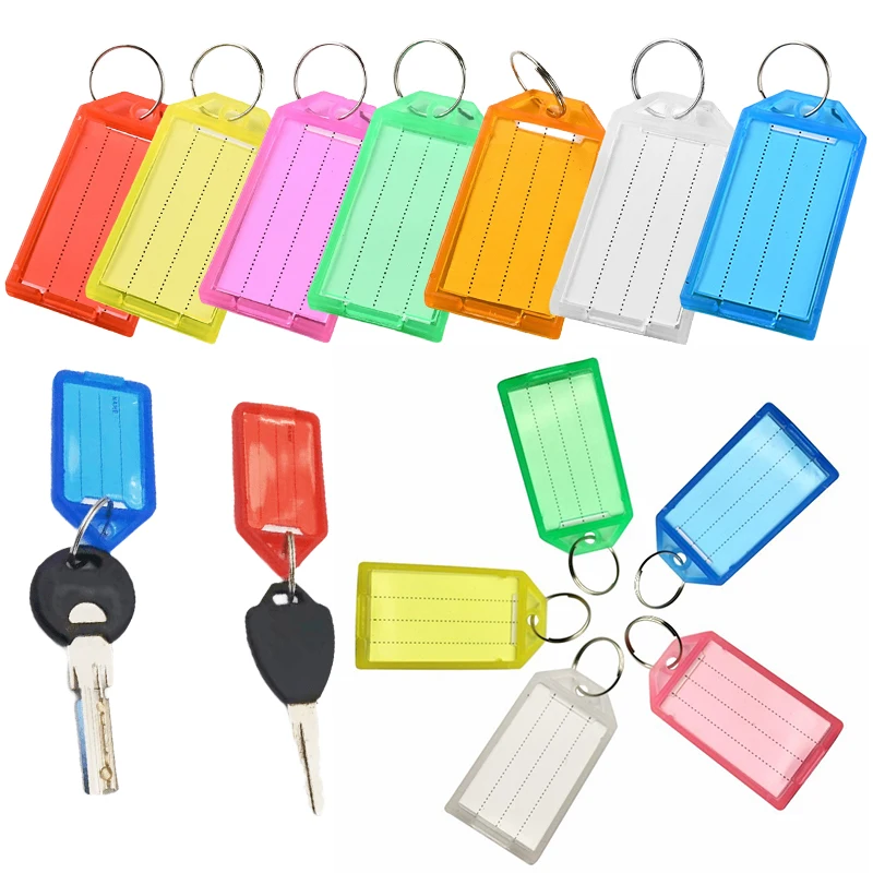 5/10/15PCS Assorted Color Key Tags Writable Flap Key Tags with Split Ring DIY Luggage Backpack Car Key Marking Sorting Props ZYF