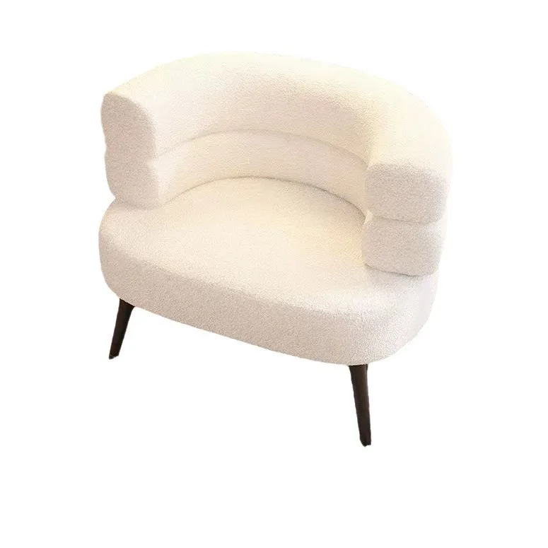 

Plush beige upholstered sofa chair Bedroom makeup chair Cafe dining chair