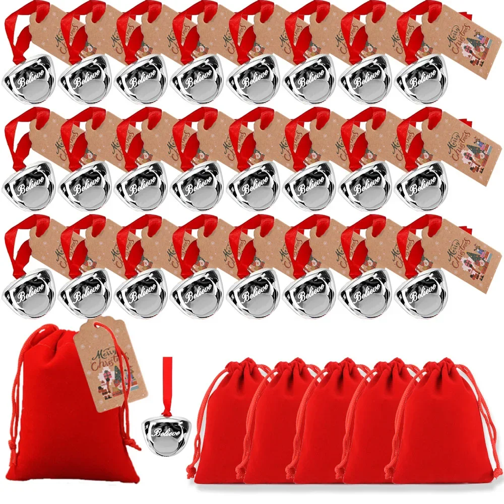 24 Sätze Weihnachtsglocken, Weihnachtsmann-Geschenke, Rentierglocken-Dekorationen, rote Weihnachtstaschen, Souvenirs für die Heimdekoration