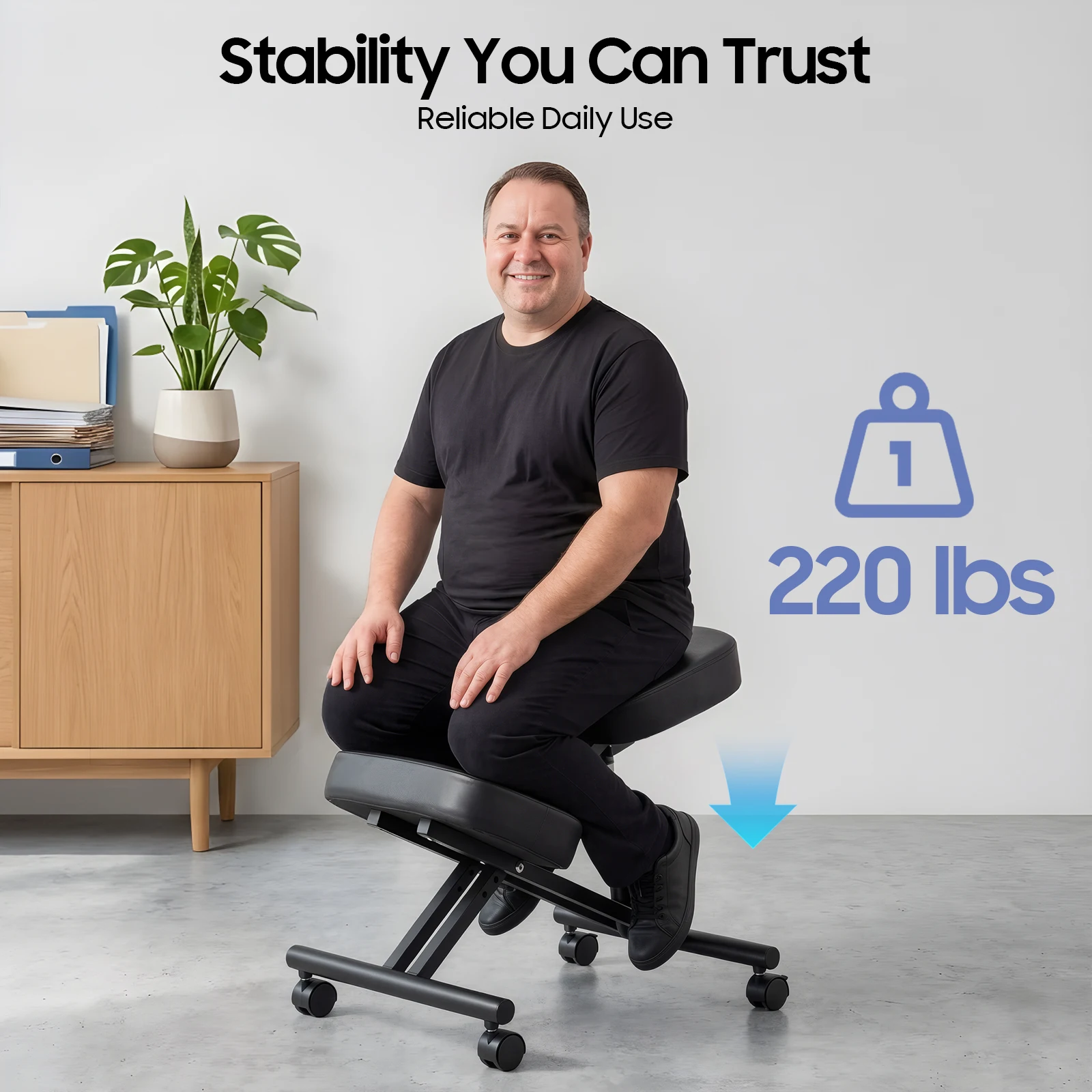 Picture 6: Adjustable Height Ergonomic Kneeling Chair Kneeling Posture Chair Stool for Home and Office Load-bearing Capacity 100kg
