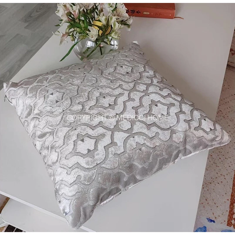 Medicci Home Chenille Cushion Cover Couch Sofa Decoration Vintage Diamond Shape Damask Floral Jacquard Pillow Case 45x45 On Sale