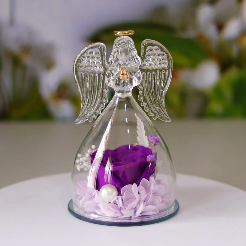 

Glass Cover Perpetual Flower Wedding Eternal Cherub Perpetual Rose Christmas Valentine's Day Gift Mothers Day Women Gifts Mother