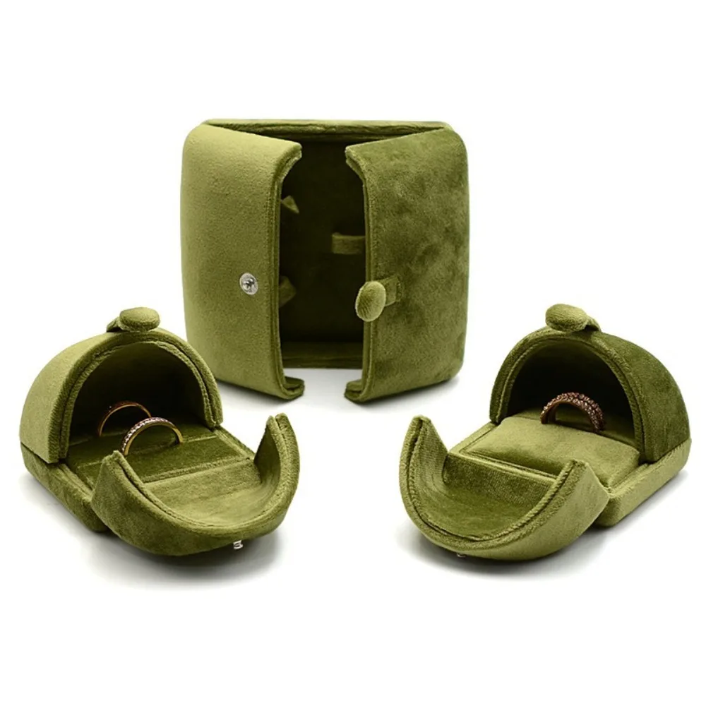 

Fashion Velvet Storage Box Double Door Multi-functional Holder Solid Color Rings Bearer Box