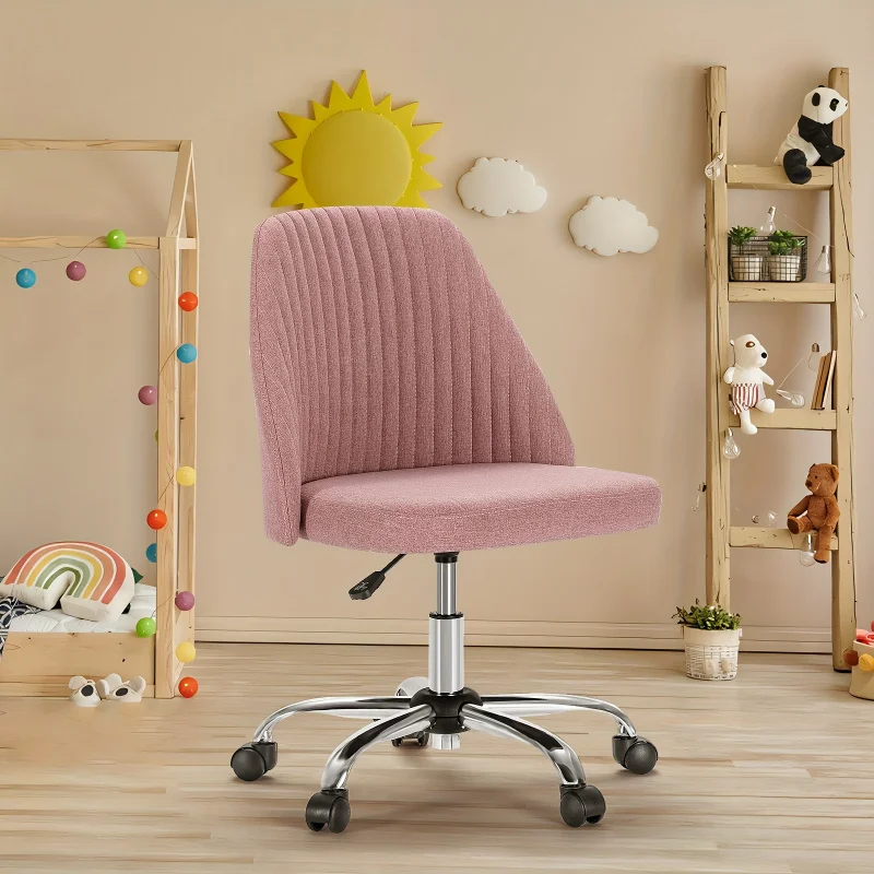 Armless Office Chair    Modern Fabric Home Office Desk and Chair with Wheels Adjustable Rotating Task Computer Make-up Chair