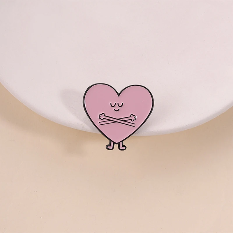 Healing Embrace Yourself Pink Heart Emaille-Anstecknadel, Broschen mit Selbstakzeptanz-Motiv, Reversnadel, Rucksack-Abzeichen, warme Geschenke für Liebhaber – Detail 5