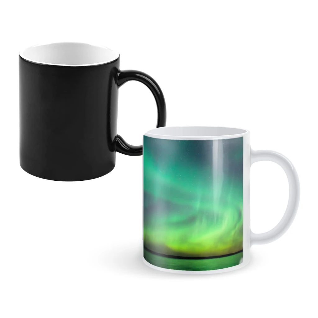 

Northern lights over lake in FinlandCoffee Mugs And Mug Creative Color Change Tea Cup Ceramic Milk Cups Novelty Gifts